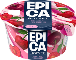 Йогурт EPICA с вишней и черешней 4,8%, без змж, 130г, крупный план