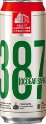 Пиво светлое 387 Особая варка пастеризованное, 6,8%, ж/б, 0.45л, детальное фото