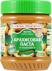 Паста арахисовая АЗБУКА ПРОДУКТОВ Экстра без сахара, 340г, вид