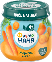 Пюре овощное ФРУТОНЯНЯ Морковь, с 4 месяцев, 80г, крупный план
