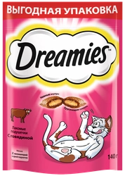 Лакомство для кошек DREAMIES Подушечки с говядиной, 140г
