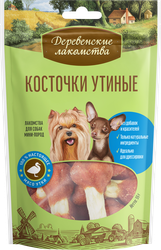 Лакомство для собак ДЕРЕВЕНСКИЕ ЛАКОМСТВА Косточки утиные, для мини-пород, 55г, детальное фото