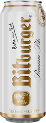 Пиво светлое BITBURGER фильтрованное непастеризованное, 4,8%, ж/б, 0.5л, фотография