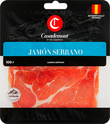Хамон сыровяленый CASADEMONT Serrano, нарезка, 100г, вид