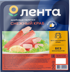 Крабовые палочки охлажденные ЛЕНТА Снежный краб (имитация), 200г, детальное фото