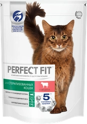 Корм сухой для взрослых кошек PERFECT FIT с говядиной, для стерилизованных, 650г