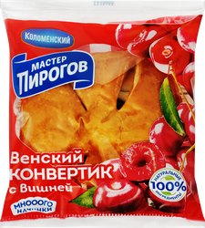 Конвертик слоеный МАСТЕР ПИРОГОВ с фруктовой начинкой вишня, высший сорт, 70г, изображение