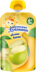 Пюре фруктовое БАБУШКИНО ЛУКОШКО Яблоко-банан, с 6 месяцев, 90г, вид