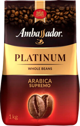 Кофе зерновой AMBASSADOR Platinum натуральный жареный, 1кг, детальное фото