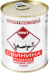 Свинина тушеная БУРЯТМЯСОПРОМ высший сорт, ГОСТ, 338г, детальное фото