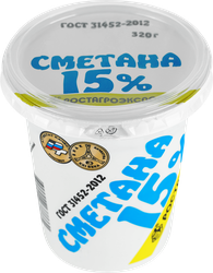 Сметана РОСТАГРОЭКСПОРТ 15%, без змж, 320г, фотография