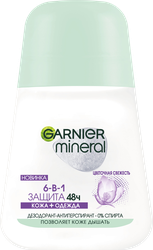 Дезодорант роликовый женский GARNIER Mineral Защита 6 Весенняя свежесть с очищающей морингой, 50мл, фотография