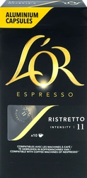 Кофе молотый в капсулах L’OR Espresso Ristretto натуральный жареный, 10кап