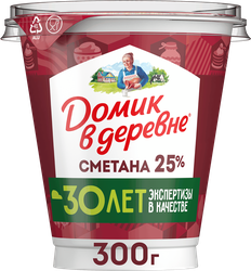 Сметана ДОМИК В ДЕРЕВНЕ 25%, без змж, 300г, детальное фото