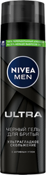 Гель для бритья NIVEA Men Ultra Черный с активным углем, 200мл, крупный план
