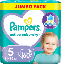 Подгузники PAMPERS Active Baby-Dry Junior 5 11–16кг, 60шт, вид