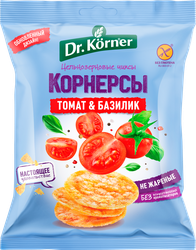 Чипсы цельнозерновые рисово-кукурузные DR KORNER с томатом и базиликом,  50г, вид