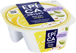 Йогурт EPICA Crispy Лимон, семена тыквы, печенье, белый шоколад 8,6%, без змж, 140г, фото