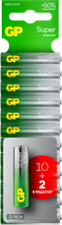 Батарейки алкалиновые GP Super Alkaline АAA, 10+2шт бесплатно, фото