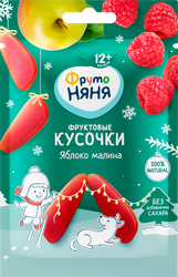 Фруктовые кусочки ФРУТОНЯНЯ Яблоко, малина, с 12 месяцев, 15г, изображение