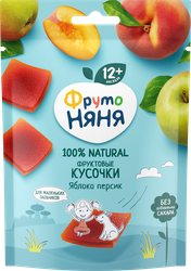 Фруктовые кусочки ФРУТОНЯНЯ Яблоко-персик, с 12 месяцев, 10шт, крупный план