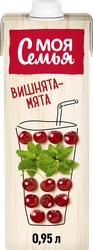 Напиток сокосодержащий МОЯ СЕМЬЯ Вишнята-Мята, из яблок, черноплодной рябины и вишни с экстрактом мяты, 0.95л