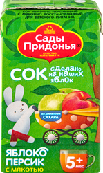 Сок САДЫ ПРИДОНЬЯ Яблоко, персик, с 5 месяцев, 125мл, изображение