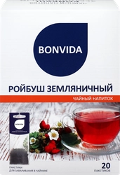 Напиток чайный BONVIDA Ройбуш Земляничный для заваривания в 
чайнике, 20пак