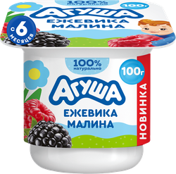 Творог фруктовый АГУША Ежевика-малина, с 6 месяцев, 3,9%, без змж, 100г, фото