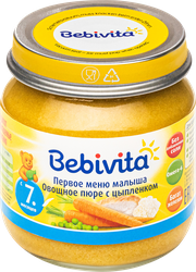 Пюре мясо-овощное BEBIVITA Овощи с цыпленком, с 7 месяцев, 100г, фотография
