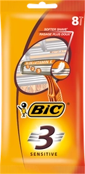 Бритва одноразовая мужская BIC 3 Sensitive 3 лезвия с увлажняющей полоской, 8шт