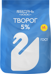Творог ЛЕБЕДЯНЬМОЛОКО 5%, без змж, 300г, вид