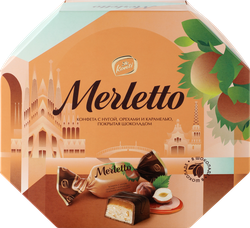 Конфеты MERLETTO Нуга орехи, карамель, 150г, картинка