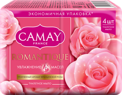 Туалетное мыло CAMAY Romantique с ароматом алых роз 4x75г, фото