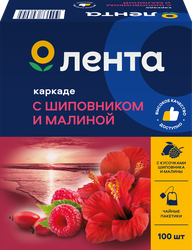 Чайный напиток ЛЕНТА на основе каркадэ с малиной и шиповником, 100пак, фотография