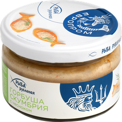 Горбуша-скумбрия ЕВРОПРОМ с чесноком рубленая, 180г, изображение