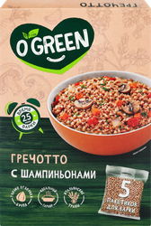 Гречотто O'GREEN с шампиньонами, в пакетиках, 5х80г, крупный план