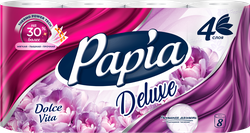 Бумага туалетная PAPIA Deluxe Dolce Vita 4-слоя, ароматизированная, 8шт, изображение
