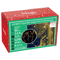 Электрогирлянда Бахрома 80LED, теплый белый, 8 режимов, IP44, 3x0.5м, вид