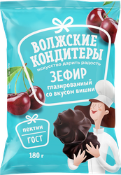 Зефир ВОЛЖСКИЕ КОНДИТЕРЫ со вкусом вишни, глазированный, 180г, детальное фото