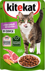 Корм консервированный для кошек Kitekat Лакомый ягненок в соусе, 85г, фотография