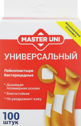 Лейкопластырь бактерицидный MASTER UNI Универсальный 7,2х1,9см, 100шт, фотография
