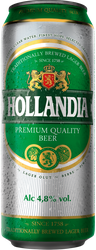 Пиво светлое HOLLANDIA фильтрованное пастеризованное, 4,8%, ж/б, 0.45л, изображение