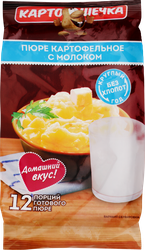 Пюре картофельное КАРТОШЕЧКА с молоком, 320г, крупный план