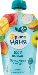 Пюре фруктово-йогуртное ФРУТОНЯНЯ Яблоко, манго, с йогуртом, с 6 месяцев, 90г