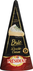 Сыр мягкий PRESIDENT Brie Double Cream с белой плесенью 73%, без змж, 200г