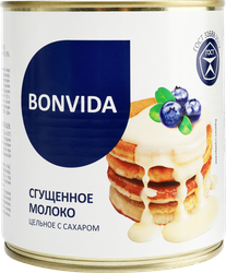 Молоко сгущенное BONVIDA цельное с сахаром 8,5% без змж, 950г, крупный план