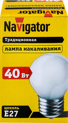 Лампа накаливания NAVIGATOR 40Вт Е27, матовая, шар, фото