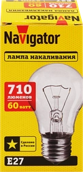 Лампа накаливания NAVIGATOR 60Вт Е27, прозрачная, груша
