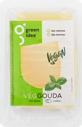 Продукт пищевой на основе крахмала GREEN IDEA со вкусом сыра Гауда 24%, нарезка, 150г, фотография